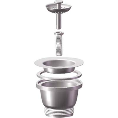 PILETTA MINIBASKET LAVELLO INOX PP/INOX 1"1/2F + TAPPO GRIGLIA BASKET Immagine principale del prodotto