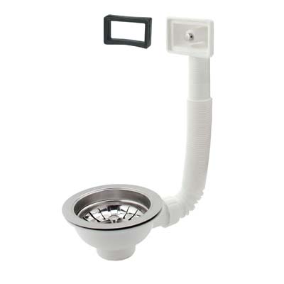 PILETTONE BASKET LAVELLO INOX + TROPPO PIENO PP/INOX 1"1/2F + TAPPO GRIGLIA BASKET