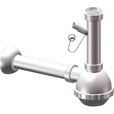 SIFONE PP A BOTTIGLIA 1 VASCA + 1 ATTACCO BIANCO MM 40 1"1/2