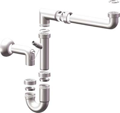 SIFONE PP SALVASPAZIO 1 VASCA + 1 ATTACCO BIANCO MM 40 1"1/2 Immagine principale del prodotto