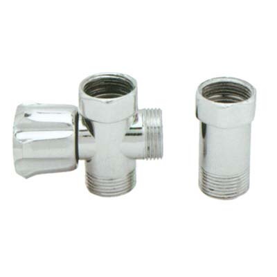 RUBINETTO A VITE 3 VIE X LAVATRICE + DISTANZIATORE OTTONE CROMATO 3/4MMF
