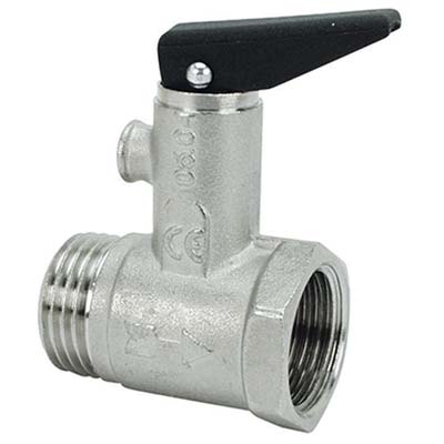 VALVOLA SICUREZZA + LEVA X SCALDACQUA OTTONE NICHELATO 1/2MF Immagine principale del prodotto