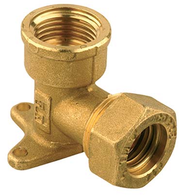 GOMITO STRINGITUBO FILETTO FEMMINA + STAFFA X RAME OTTONE MM 12X1/2F