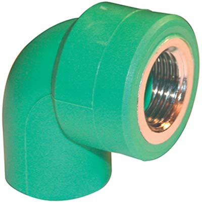GOMITO PPR A SALDARE 90° FILETTO FEMMINA VERDE/OTTONE MM 25X3/4F Immagine principale del prodotto