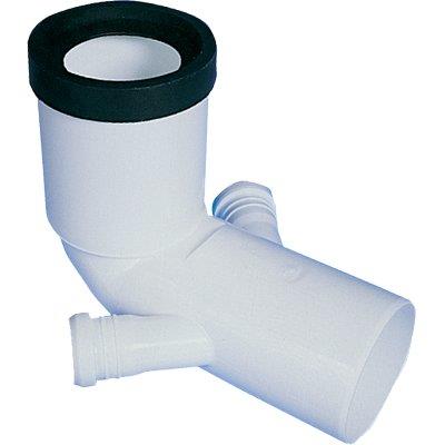 CURVA WC PROLUNGATA + 2 ATTACCHI SCARICO IDRICO PP BIANCO MM 90X40