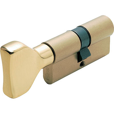 CILINDRO SAGOMATO + POMOLO 8259 ISEO OTTONE CHIAVI 3 MM 60 30+30 Immagine principale del prodotto