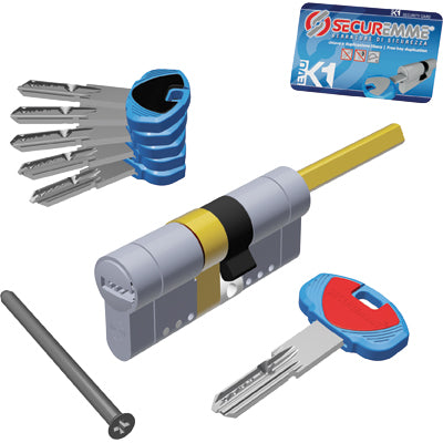 CILINDRO SAGOMATO EVO K1 3100-Q POMOLO SECUREMME OTT.NICH.SATIN CHIAVI 5 MM 60 30+30 Immagine principale del prodotto