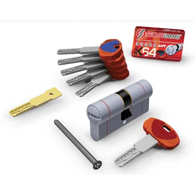 CILINDRO SAGOMATO EVO K64 36-C HAND SECUREMME OTT.NICH.SATIN CHIAVI 5 MM 112 41+71