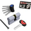 CILINDRO SAGOMATO K2 3200-C SECUREMME OTT.NICH.SATIN CHIAVI 5 MM  60 30+30