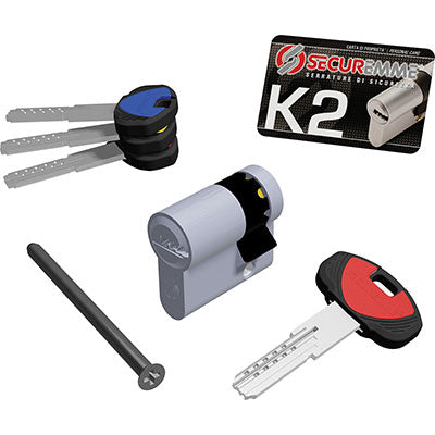 MEZZO CILINDRO SAGOMATO K2 3200-M SECUREMME CROMO SATINATO CHIAVI 3 MM 40 30+10