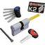 CILINDRO SAGOMATO K2 3200-Q X POMOLO SECUREMME OTT.NICH.SATIN CHIAVI 5 MM 60 30+30