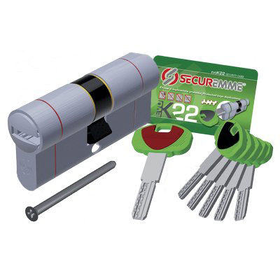 CILINDRO SAGOMATO EVO K22 TOP SECUREMME OTT.NICH.SATIN CHIAVI 5 MM  87 31+56 Immagine principale del prodotto