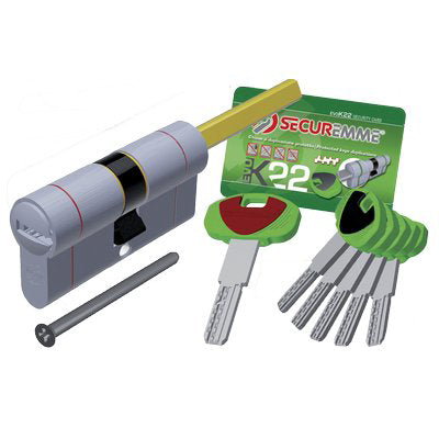 CILINDRO SAGOMATO EVO K22 TOP POMOLO SECUREMME OTT.NICH.SATIN CHIAVI 5 MM 87 31+56