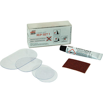 RIPARAZIONE TIPTOP KIT CAMPLAST REP-SET 1 REMA PVC PU TESSUTI  PEZZE 3 + ACCESSORI