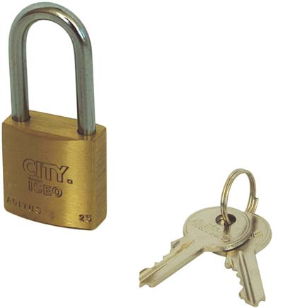 LUCCHETTO ARCO LUNGO ADITUS ISEO OTTONE ARCO CROMATO CHIAVI 2 MM 25X25