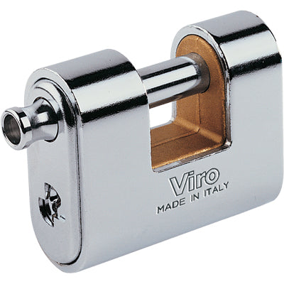 LUCCHETTO ANTISCASSO CORAZZATO PANZER VIRO OTTONE ACCIAIO CROMATO CHIAVI 3 MM 86 Immagine principale del prodotto