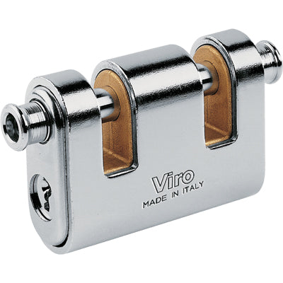 LUCCHETTO ANTISCASSO CORAZZATO 2 LUCE PANZER VIRO OTTONE ACCIAIO CROMATO CHIAVI 3 MM 86 Immagine principale del prodotto