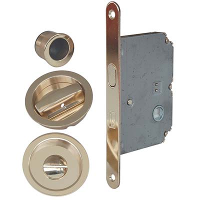 SERRATURA PORTA SCORREVOLE BON BONAITI NICCHIE TONDE E.MM 50 B.TONDO OTTONE LUCIDO Immagine principale del prodotto