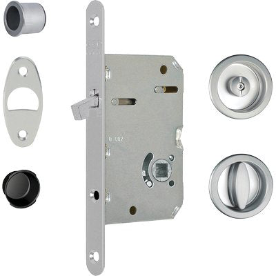 SERRATURA PORTA SCORREVOLE SCIVOLA TRE AGB NICCHIE TONDE E.MM 50 B.TONDO CROMATO OPACO