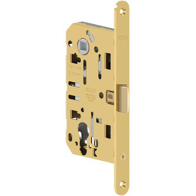 SERRATURA LEGNO INFILARE MEDIANA EVOLUTION AGB B.T OTTONATO F.MM 18 F.SAGOM SCR+Q8 E.MM 50