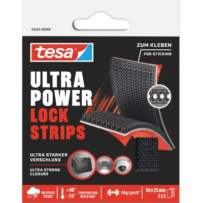 VELCRO ADESIVO ULTRA POWER LOCK STRIPS 55234 TESA NERO MM 25X50 CF=PZ 4