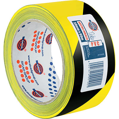 NASTRO SEGNALETICO ADESIVO 350 GN EUROCEL PVC GIALLO/NERO MM 50 ML 66