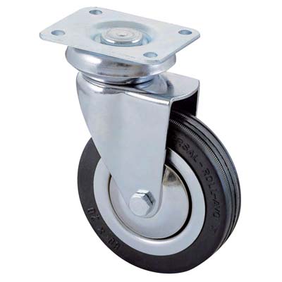 RUOTA A FORCELLA GIREVOLE 155 AVO A/CROMATO/GOMMA NERA D.MM 100X24 P.MM 90X70 Immagine principale del prodotto