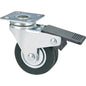 RUOTA A FORCELLA GIREVOLE + FERMO 160BIS AVO A/ZINCR/GOMMA NERA P.MM 40X40 D.MM 40X18