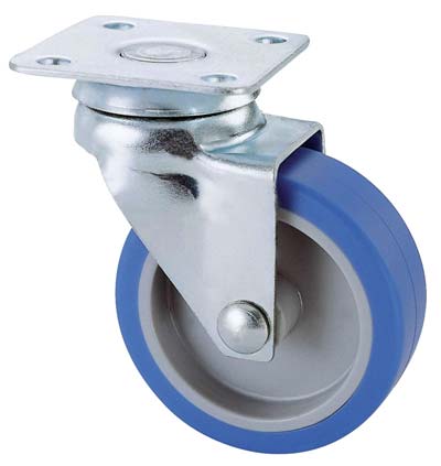 RUOTA A FORCELLA GIREVOLE 221 AVO A/ZINCR/GOMMA BLU P.MM 40X40 D.MM 50X18