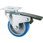 RUOTA A FORCELLA GIREVOLE  + FERMO 221BIS AVO A/ZINCR/GOMMA BLU P.MM 40X40 D.MM 40X18