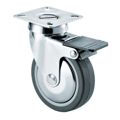 RUOTA A FORCELLA GIREVOLE + FERMO 220CBIS AVO A/ZINCR/GOMMA GRIGIA D.MM 60X24 P.MM 60X60 Immagine principale del prodotto