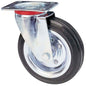 RUOTA A FORCELLA GIREVOLE 80 AVO A/ZINCR/GOMMA NERA D.MM 160X40 P.MM 140X110
