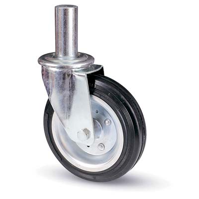 RUOTA A FORCELLA TUBI INNOCENTI 80BI AVO A/ZINCR/GOMMA NERA MM 200X50 PERNO GIR MM 40X190 Immagine principale del prodotto