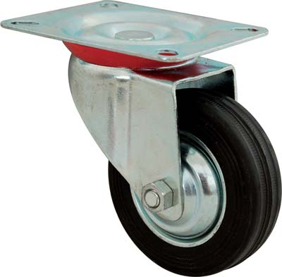 RUOTA A FORCELLA GIREVOLE HAND A/ZINCATO/GOMMA NERA D.MM 160X40 P.MM 135X105 Immagine principale del prodotto