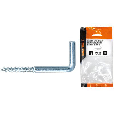 RAMPINO A VITE ZINCATO SELF WORKIT MOD 22X100 MM 80X25X5,0 CF=PZ 4 Immagine principale del prodotto