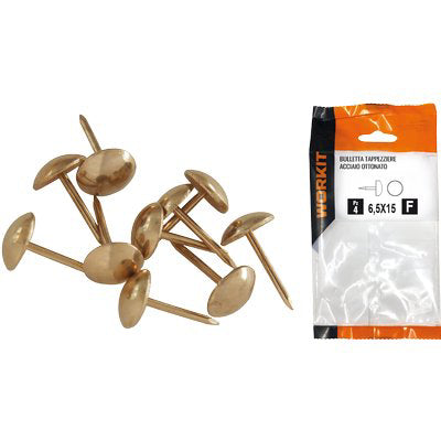 BULLETTA TAPPEZZIERE SELF WORKIT ACCIAIO OTTONATOMM 9,0X15 CF=PZ 14 Immagine principale del prodotto