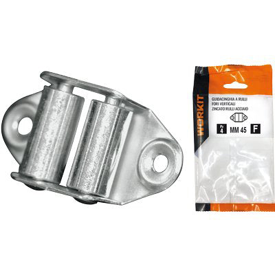 GUIDACINGHIA A RULLI FORI VERTICALI SELF WORKIT ZINCATO RULLI ACCIAIO H.MM 45 CF=PZ 2 Immagine principale del prodotto