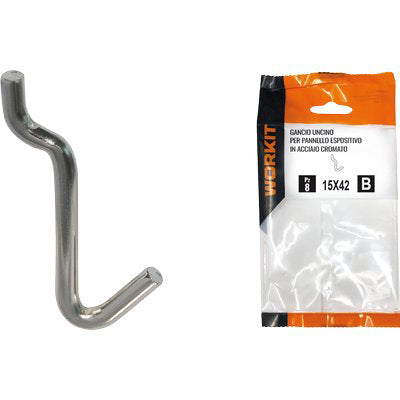 GANCIO UNCINO ACCIAIO SELF WORKIT X PANNELLO ESPOSITIVO CROM N° 2 MM 15X42 CF=PZ 10