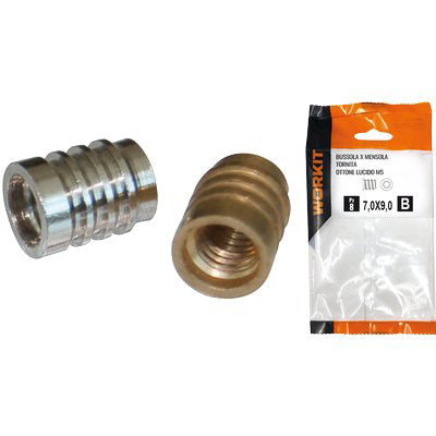 BUSSOLA X MENSOLA SELF WORKIT TORNITA OTTONE LUCIDO MM 7X9 FILETTO M5 CF=PZ 14