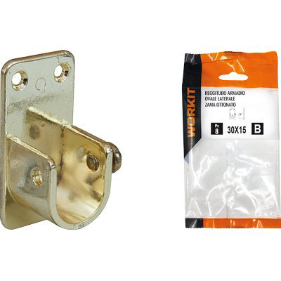 REGGITUBO ARMADIO OVALE LATERALE SELF WORKIT ZAMA OTTONE LUCIDO TUBO MM 30X15 CF=PZ 2 Immagine principale del prodotto